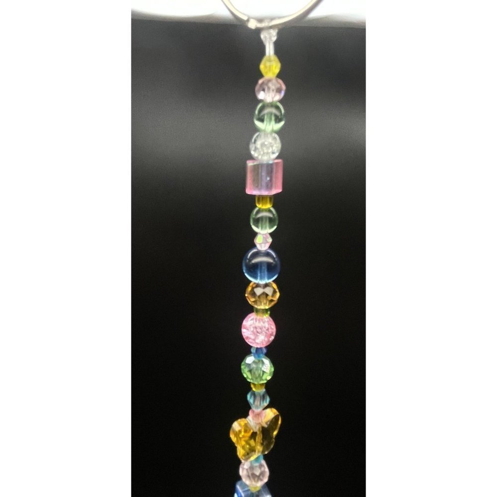 Beaded Suncatcher Butterfly Pastel Green Blue Yellow Crystal Prism Hanging Decor - Picture 7 of 10
